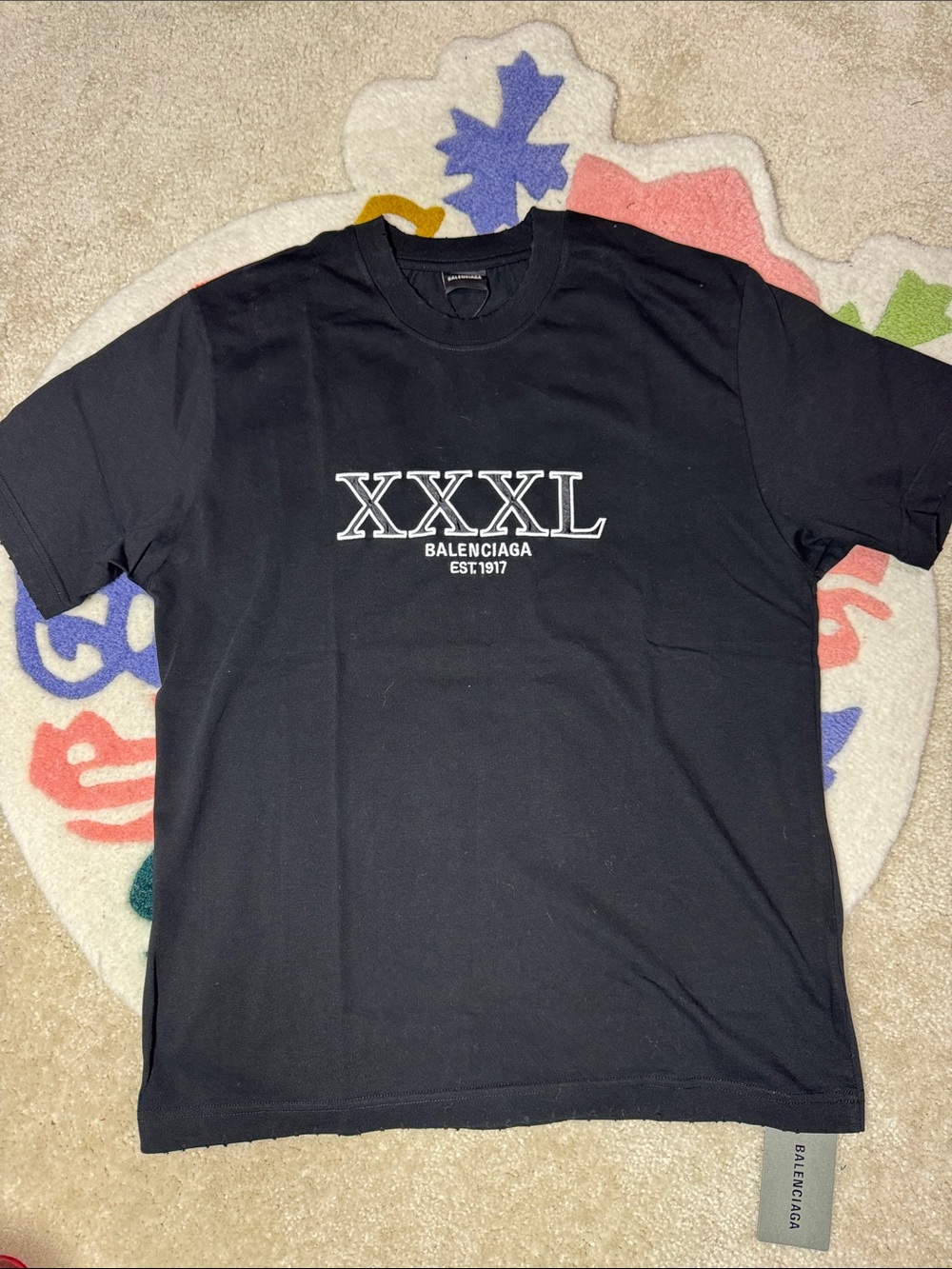 Balenciaga Black Short-Sleeve Tee with White XXXL Logo